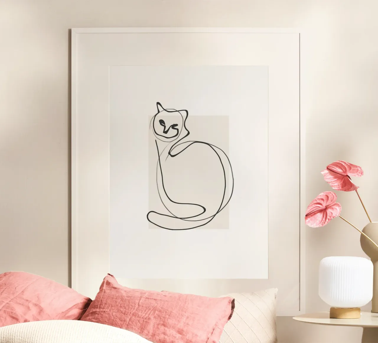 Gato en una línea hahnemühle de LeaDArt