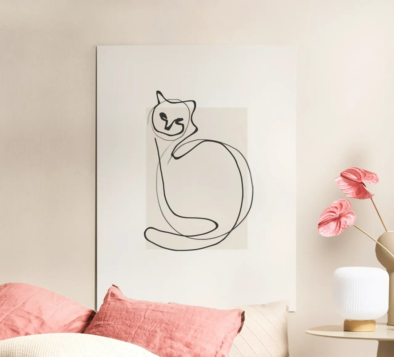 Gato en una línea hahnemühle de LeaDArt