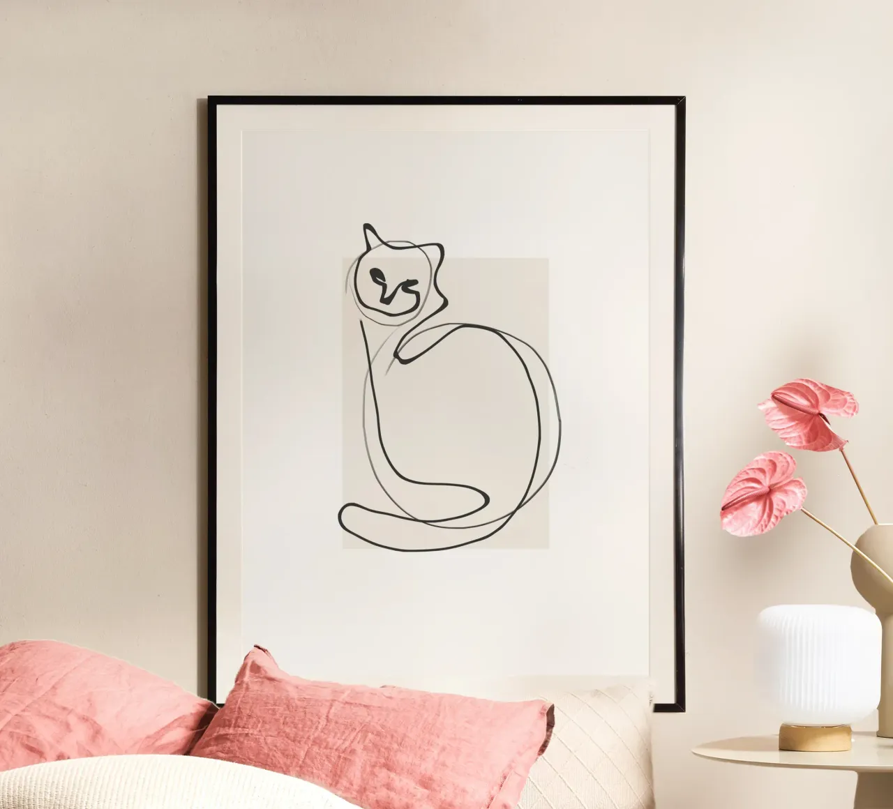 Gato en una línea hahnemühle de LeaDArt
