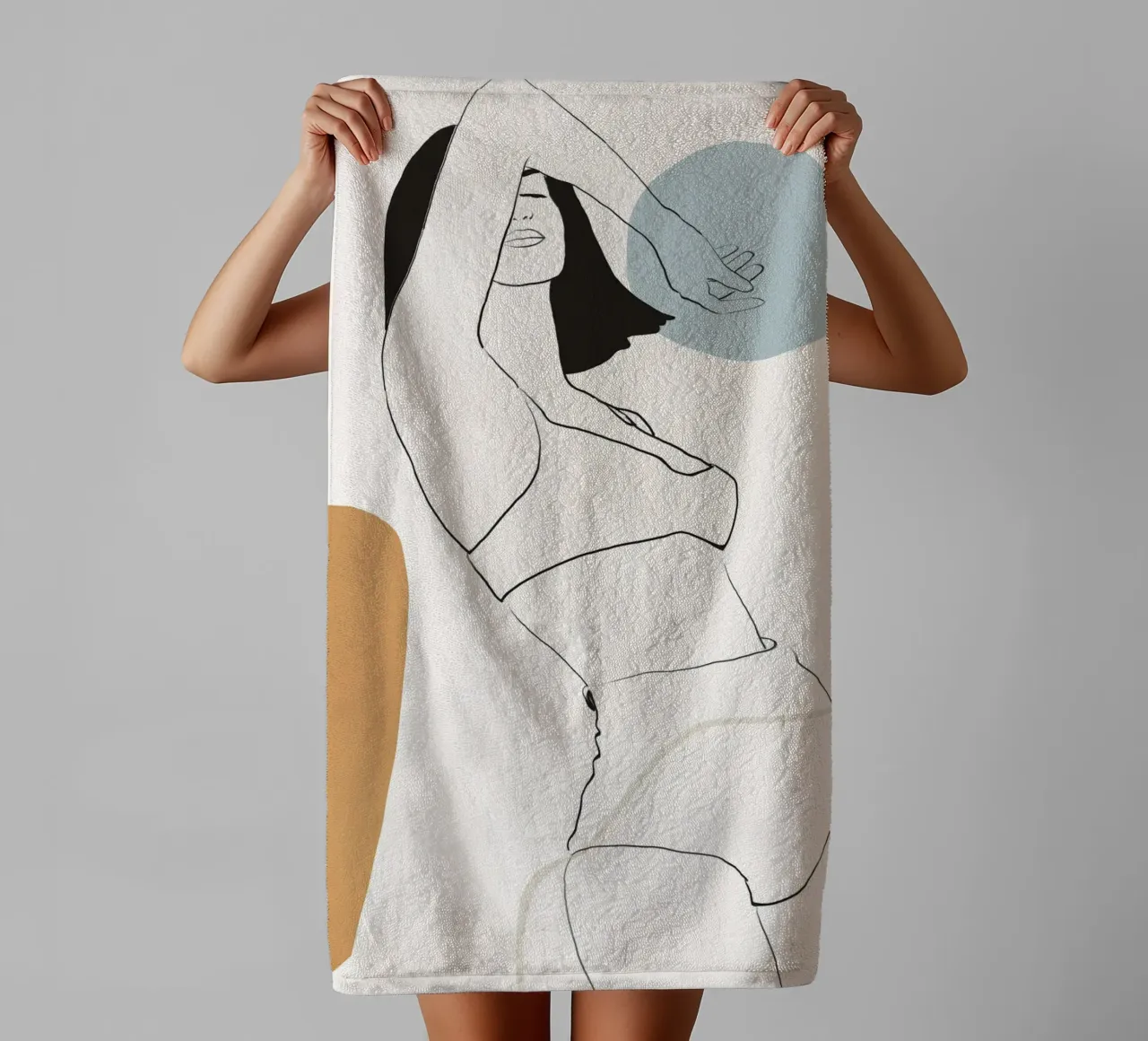 Line art donna minimale asciugamano da bagno da LeaDArt
