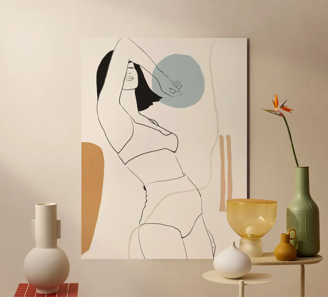 Line art donna minimale alluminio dibond da LeaDArt