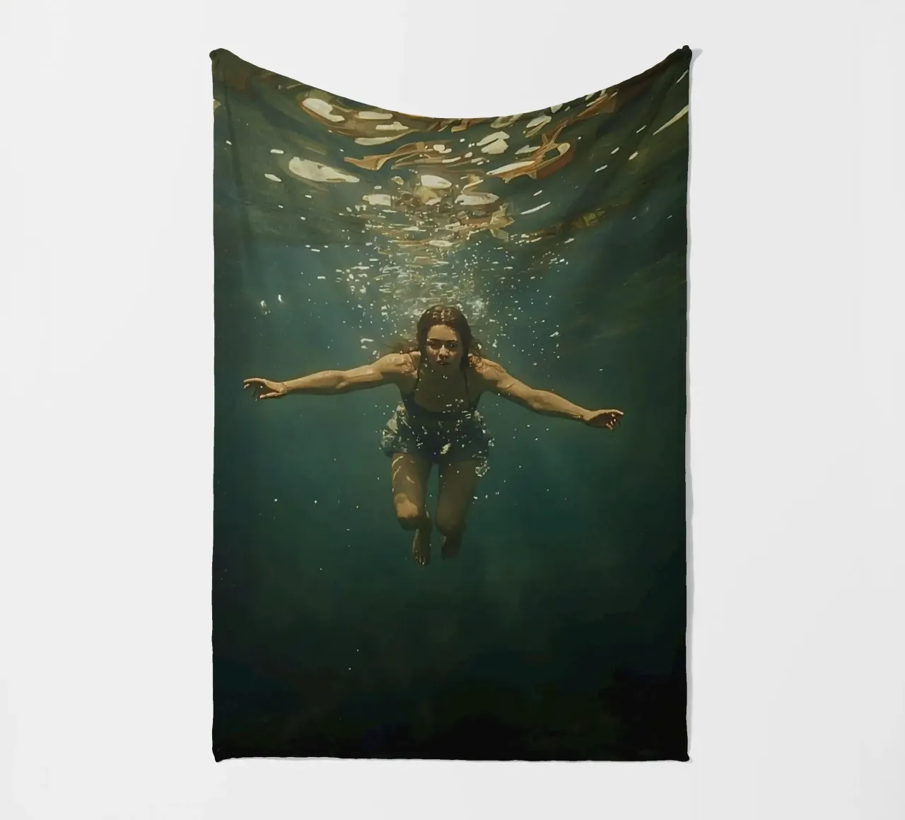 Nuotatore subacqueo che esplora le profondità dell'oceano coperta in pile da DesignDoodle