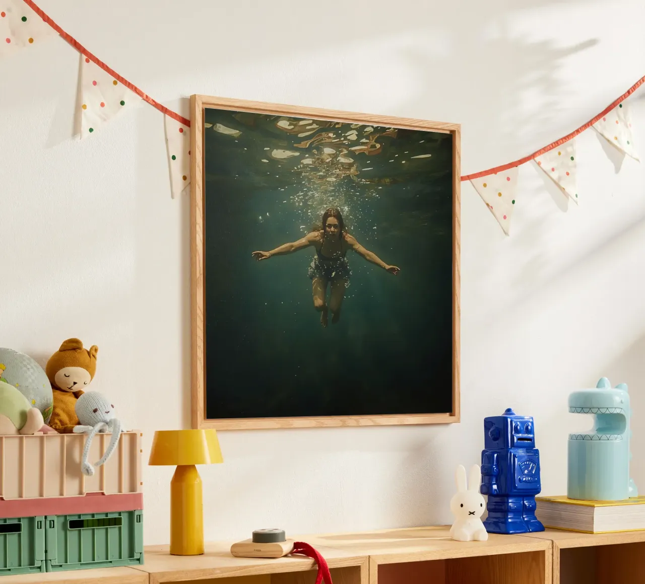 Nuotatore subacqueo che esplora le profondità dell'oceano plexiglass da DesignDoodle