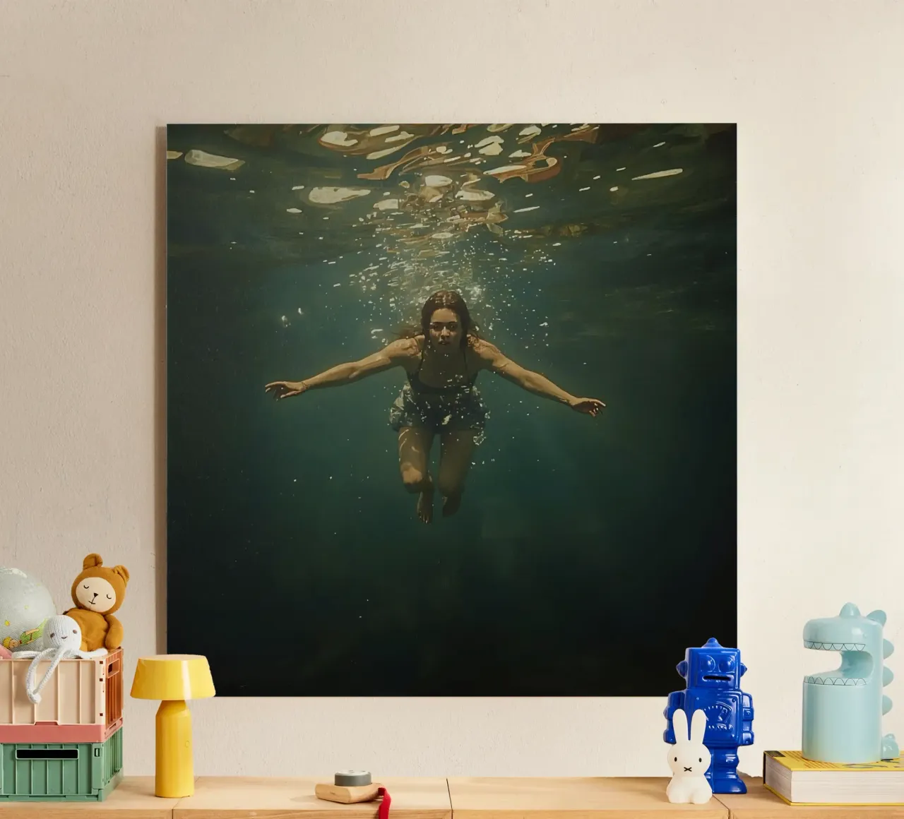 Nuotatore subacqueo che esplora le profondità dell'oceano plexiglass da DesignDoodle