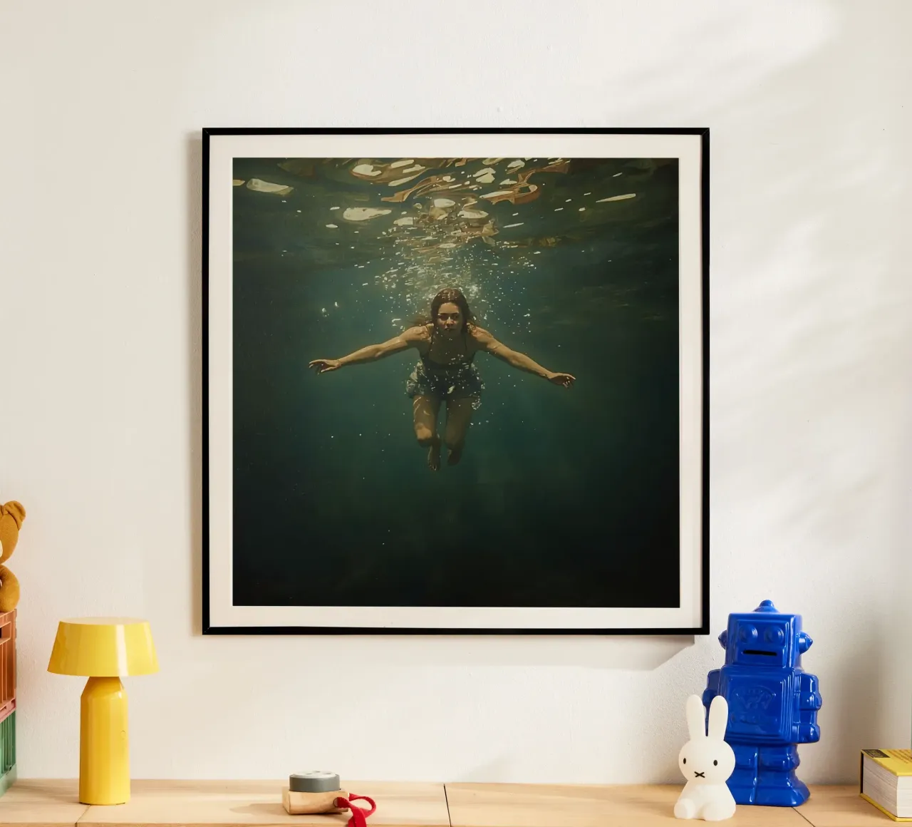 Nuotatore subacqueo che esplora le profondità dell'oceano carta hahnemühle da DesignDoodle