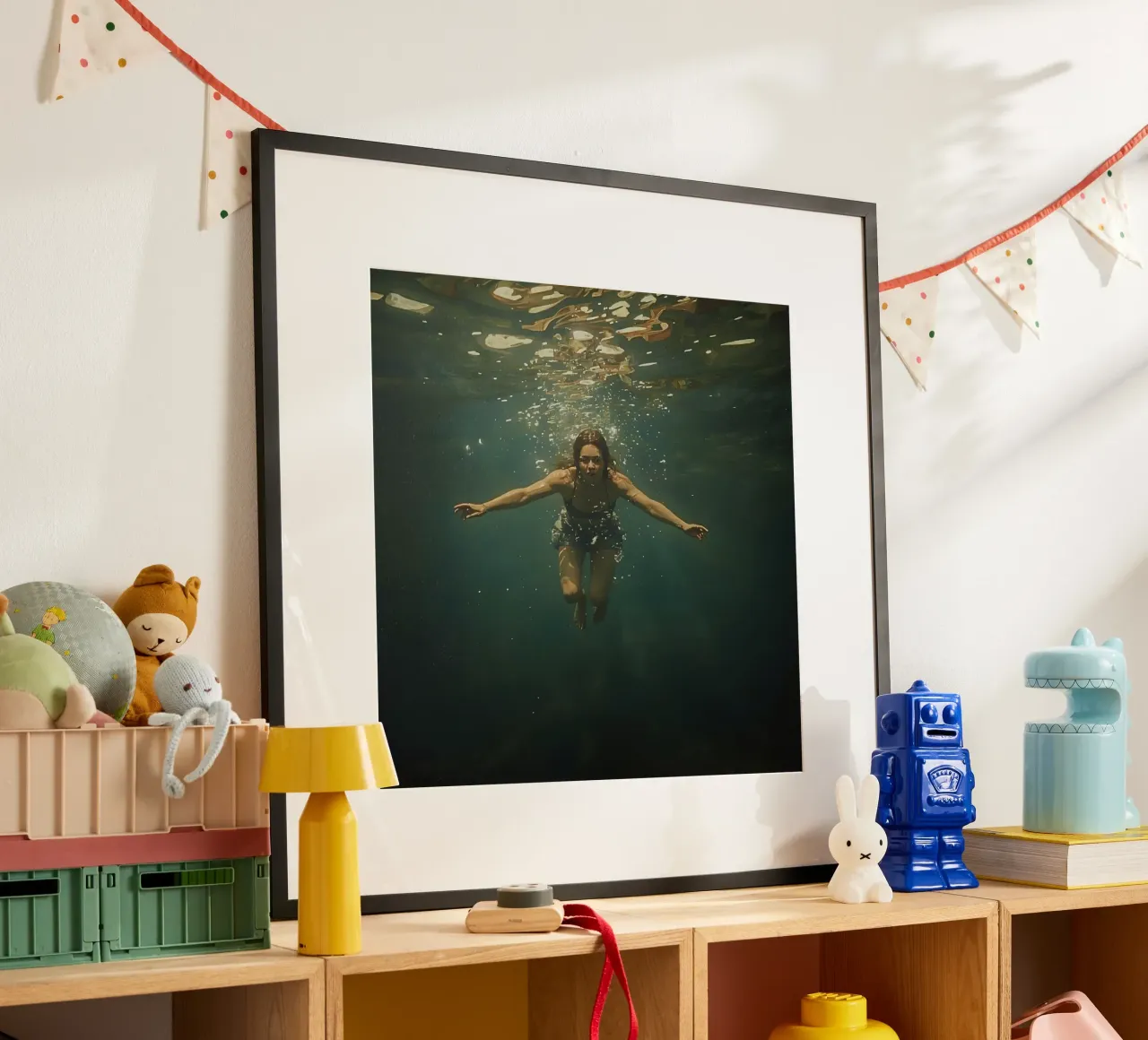 Nuotatore subacqueo che esplora le profondità dell'oceano carta hahnemühle da DesignDoodle