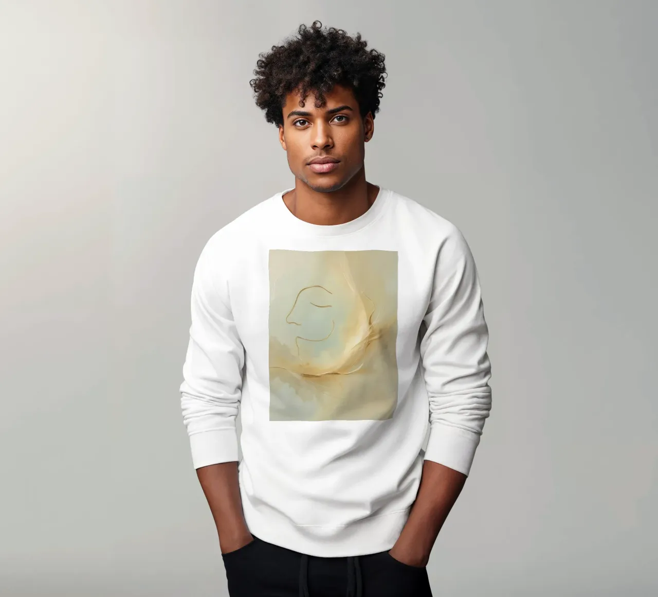 Portrait abstrait d'un visage souriant dans des tons doux sweat de DesignDoodle