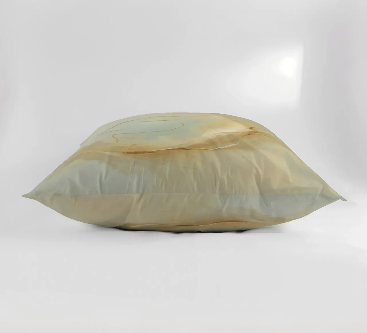 Abstract portrait of a smiling face rendered in soft hues decorative cushion by DesignDoodle