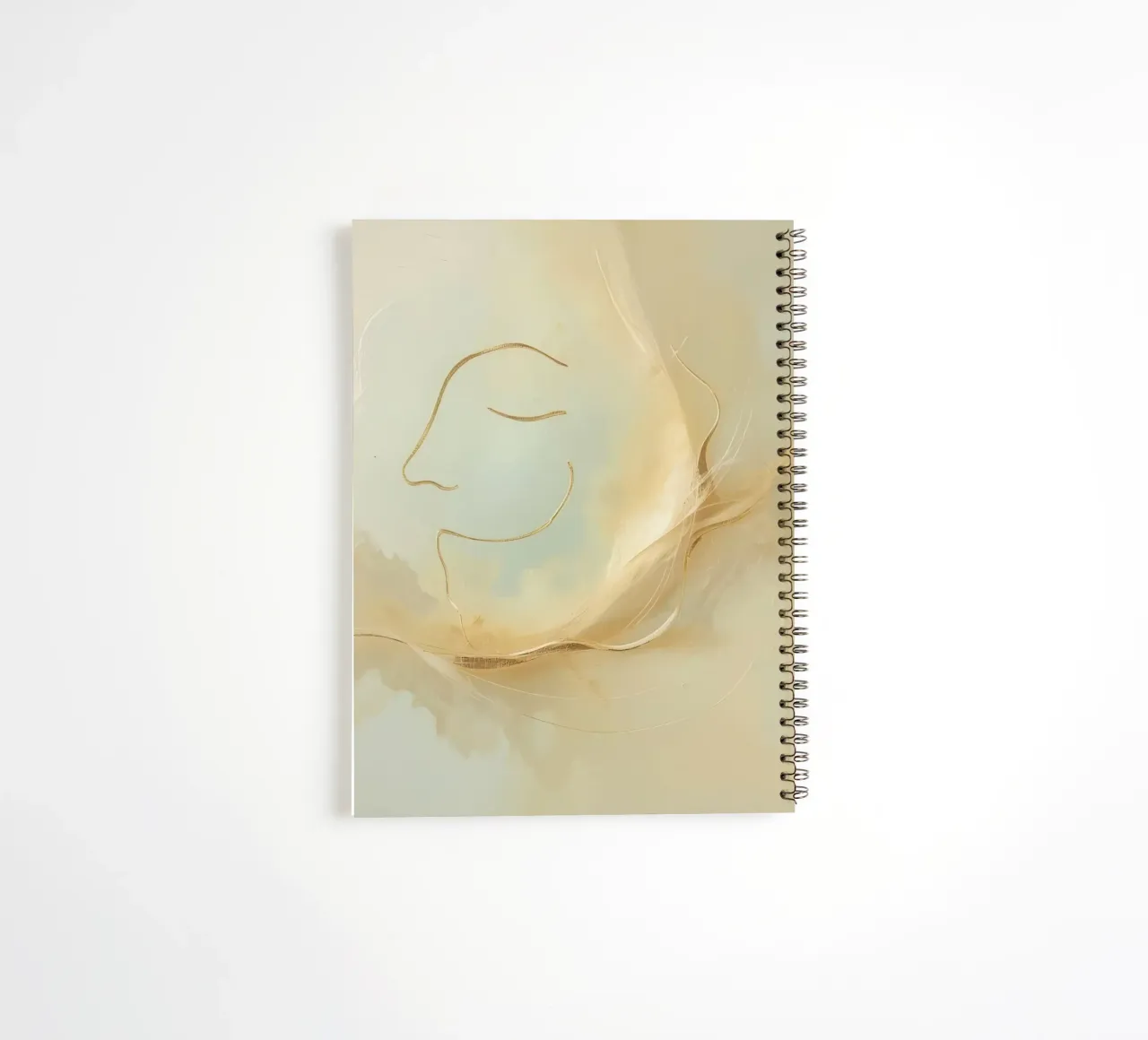 Abstract portrait of a smiling face rendered in soft hues spiral notebook by DesignDoodle