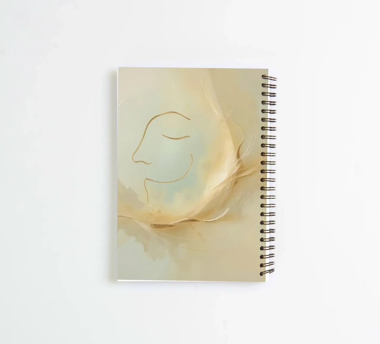 Abstract portrait of a smiling face rendered in soft hues spiral notebook by DesignDoodle