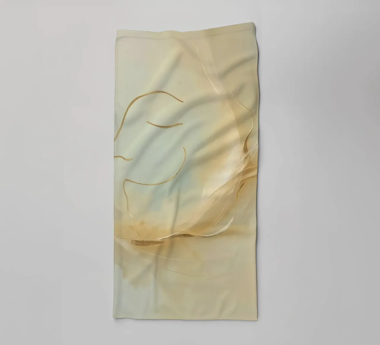 Abstract portrait of a smiling face rendered in soft hues towel by DesignDoodle
