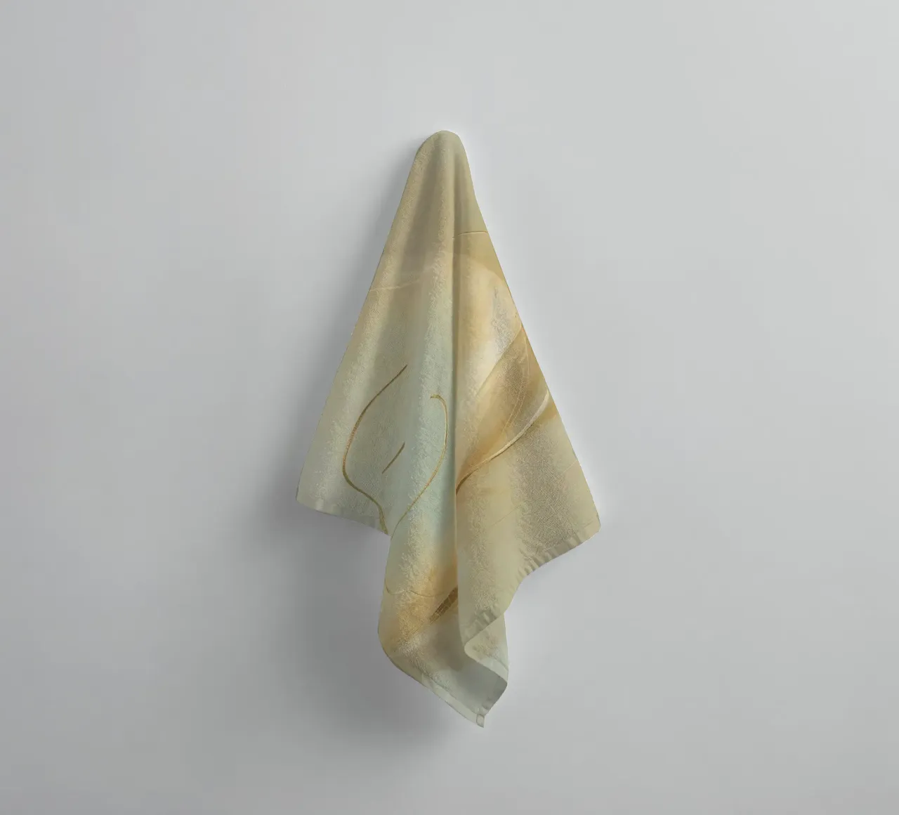 Abstract portrait of a smiling face rendered in soft hues towel by DesignDoodle