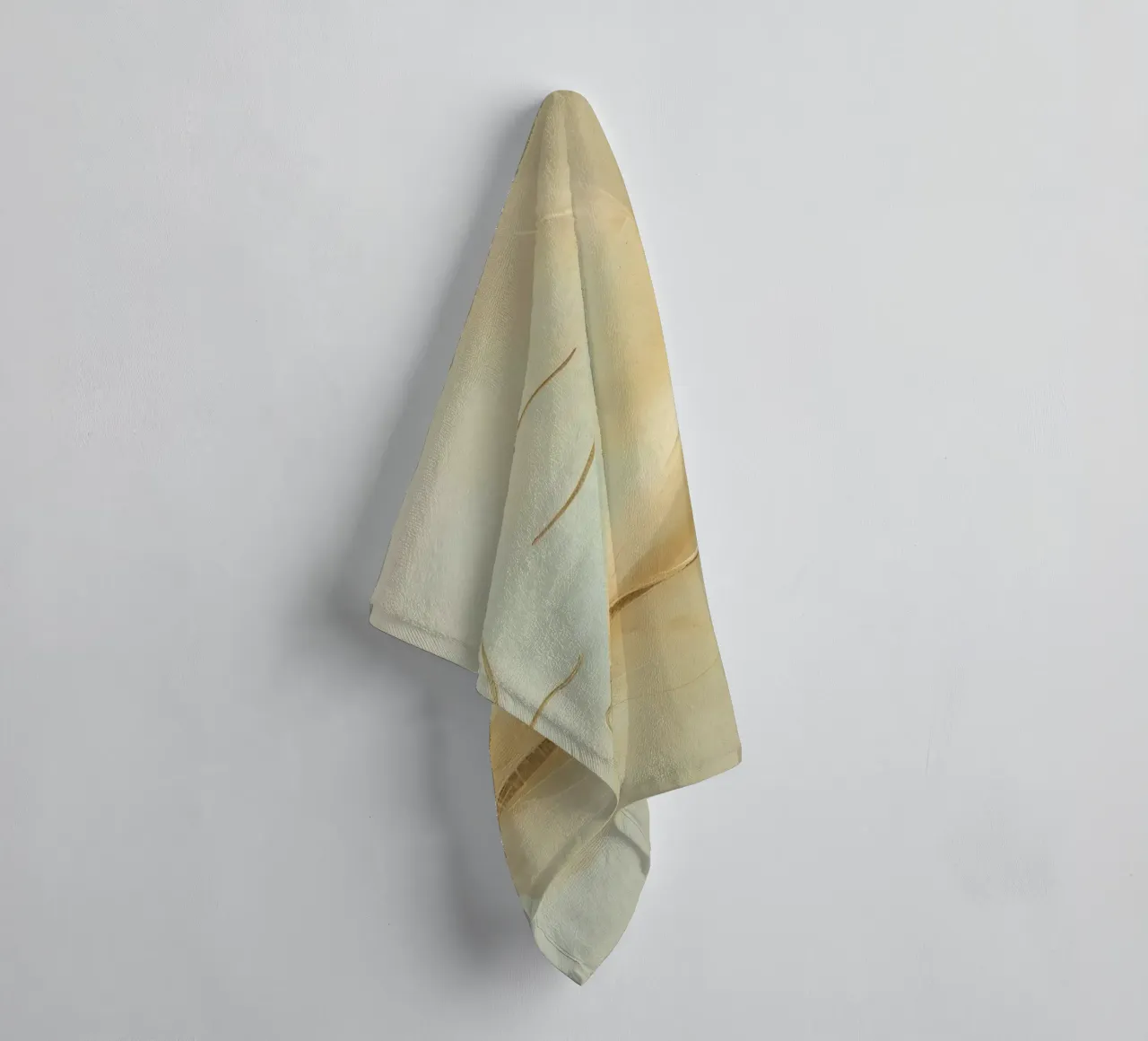 Abstract portrait of a smiling face rendered in soft hues towel by DesignDoodle