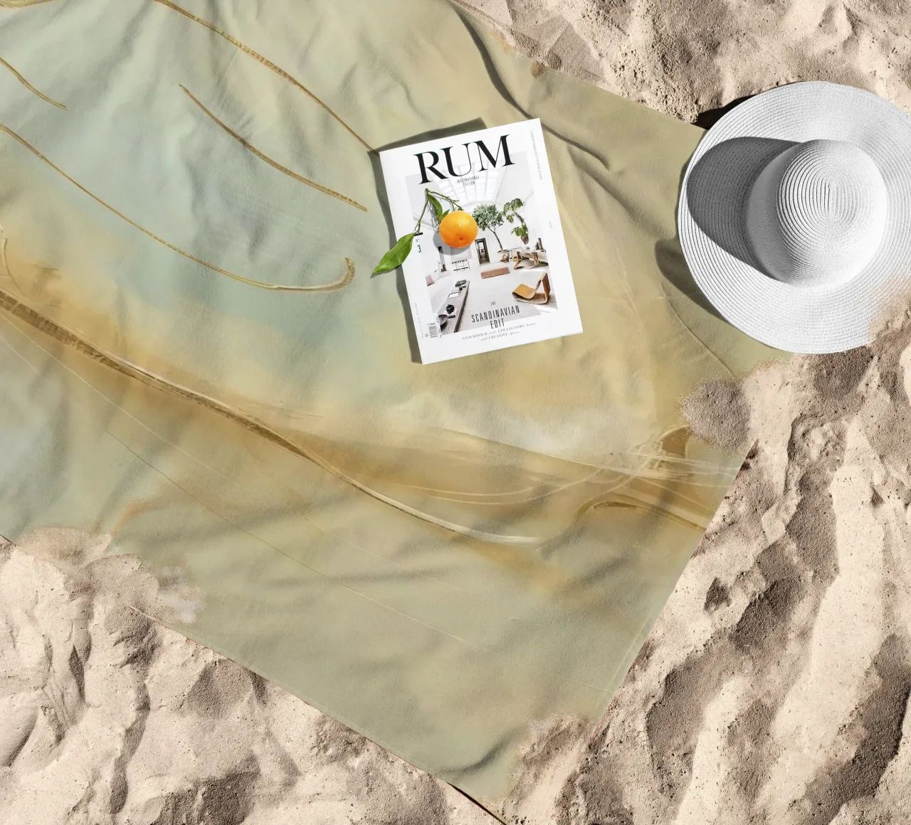 Abstract portrait of a smiling face rendered in soft hues beach towel by DesignDoodle