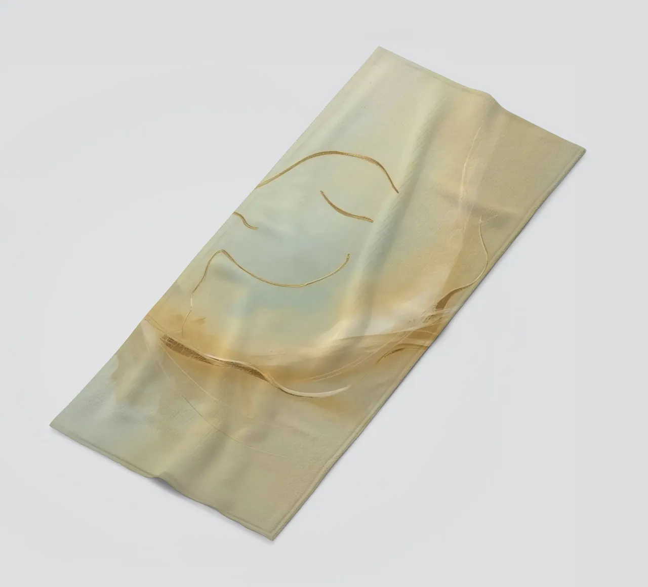 Abstract portrait of a smiling face rendered in soft hues beach towel by DesignDoodle