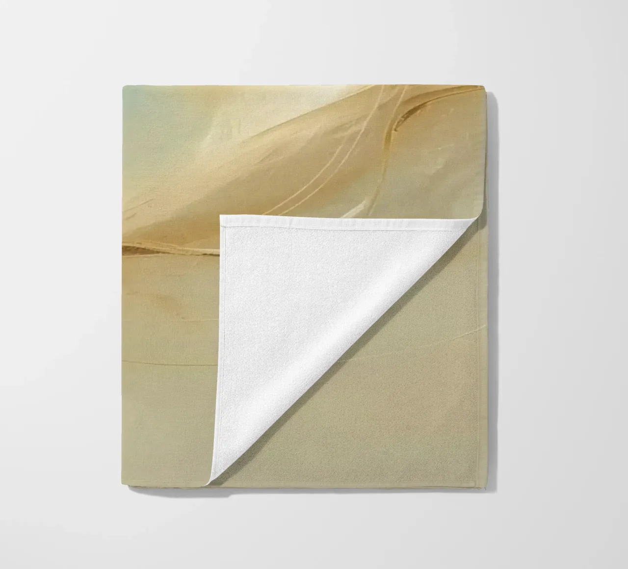 Abstract portrait of a smiling face rendered in soft hues beach towel by DesignDoodle
