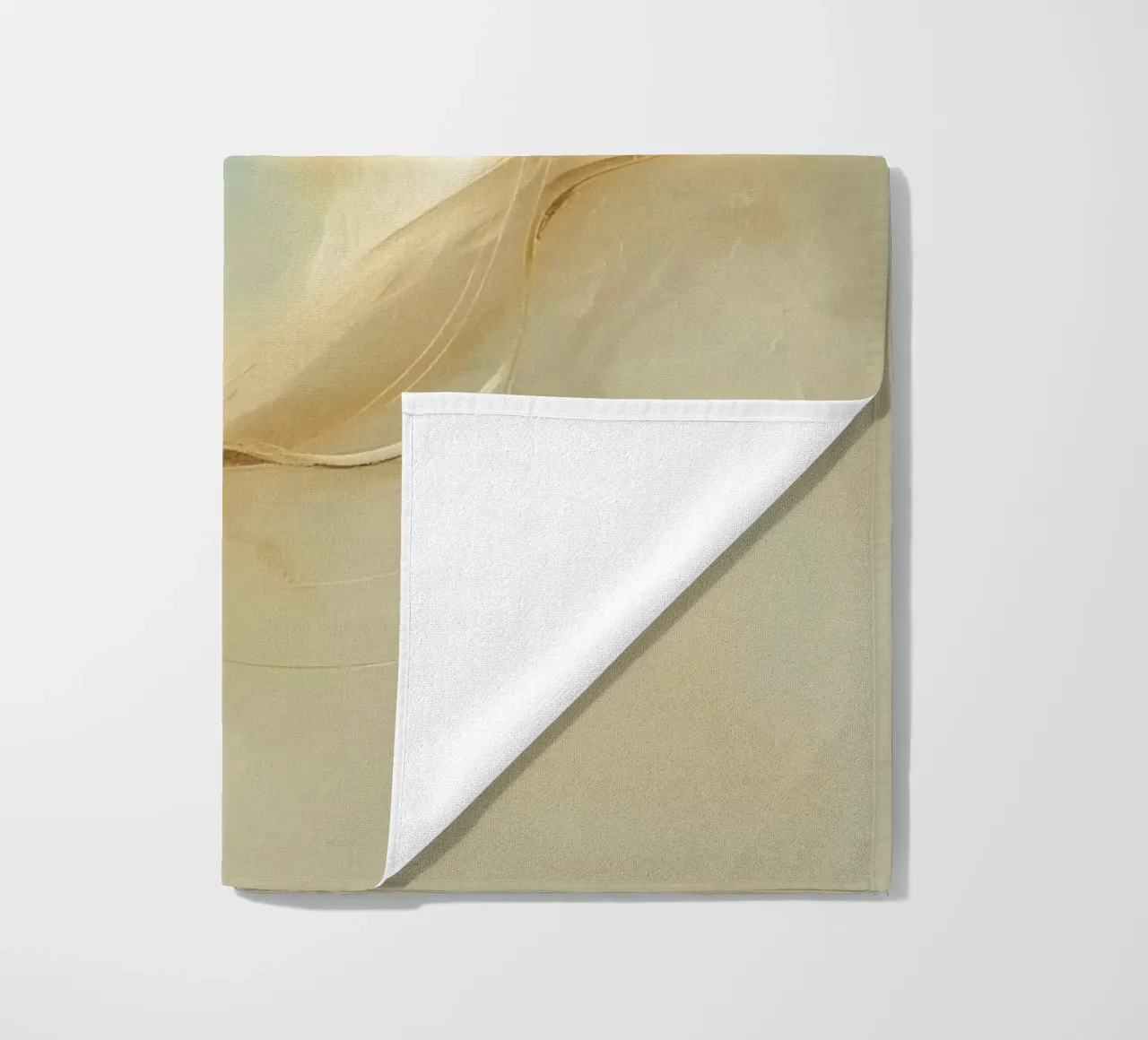 Abstract portrait of a smiling face rendered in soft hues beach towel by DesignDoodle