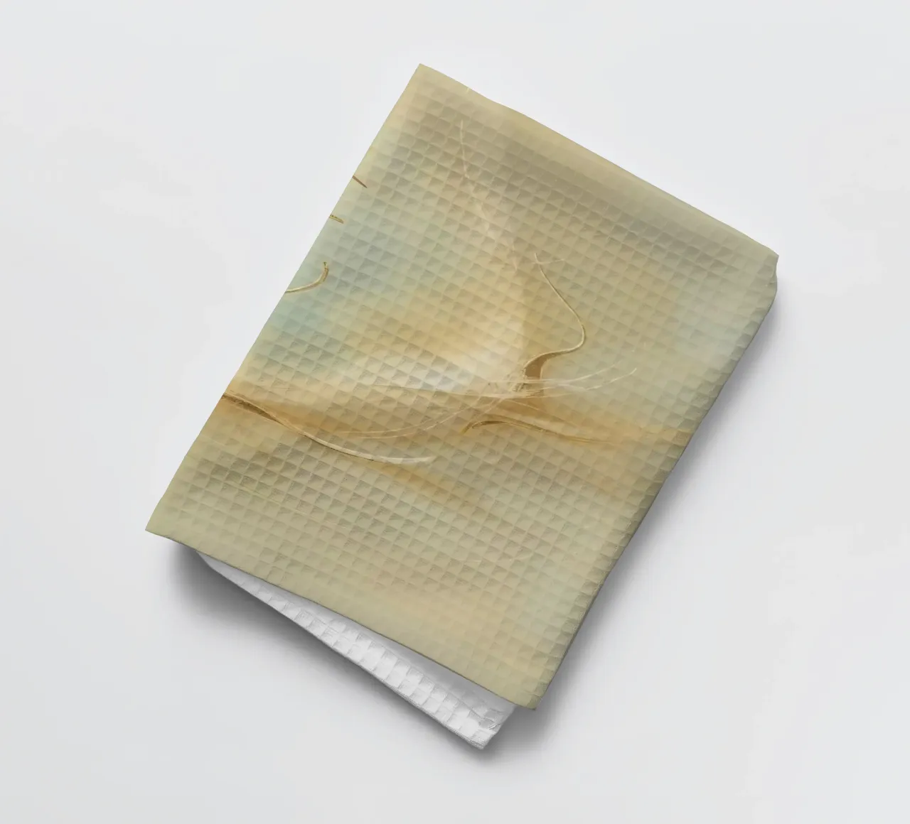 Portrait abstrait d'un visage souriant dans des tons doux torchon de DesignDoodle
