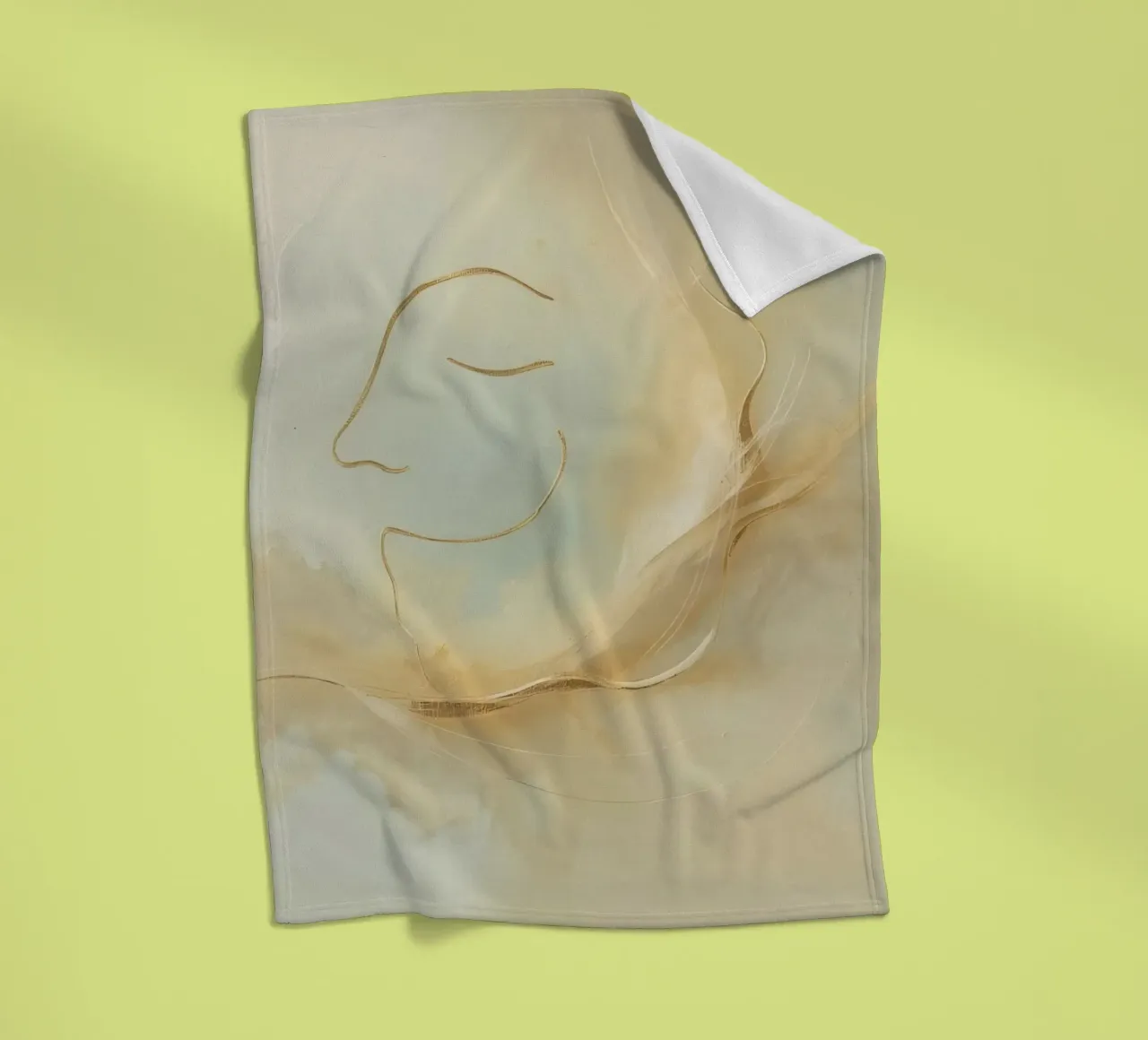 Abstract portrait of a smiling face rendered in soft hues fleece blanket by DesignDoodle