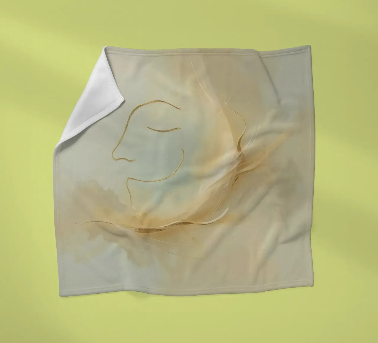 Abstract portrait of a smiling face rendered in soft hues fleece blanket by DesignDoodle