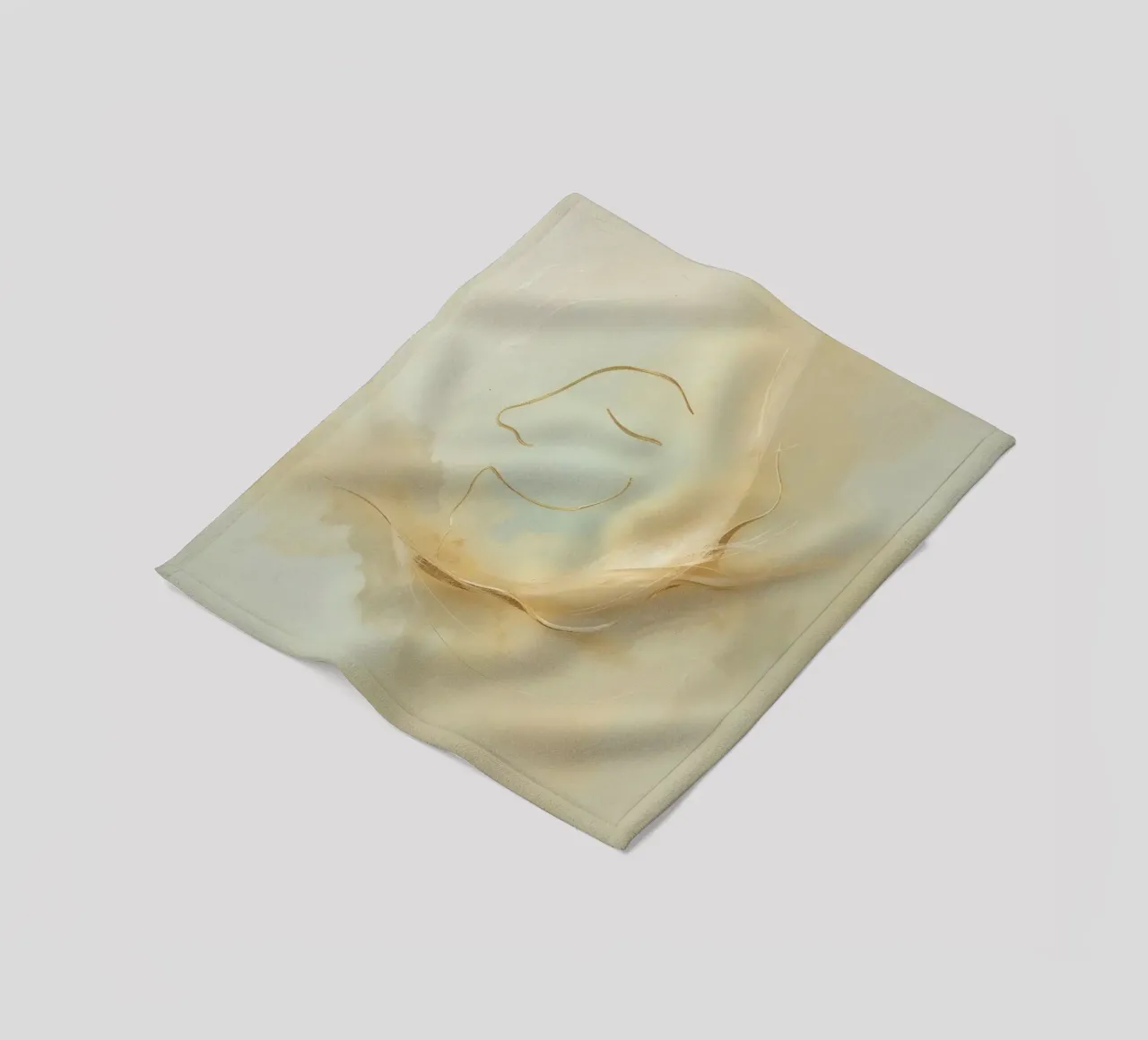 Abstract portrait of a smiling face rendered in soft hues fleece blanket by DesignDoodle