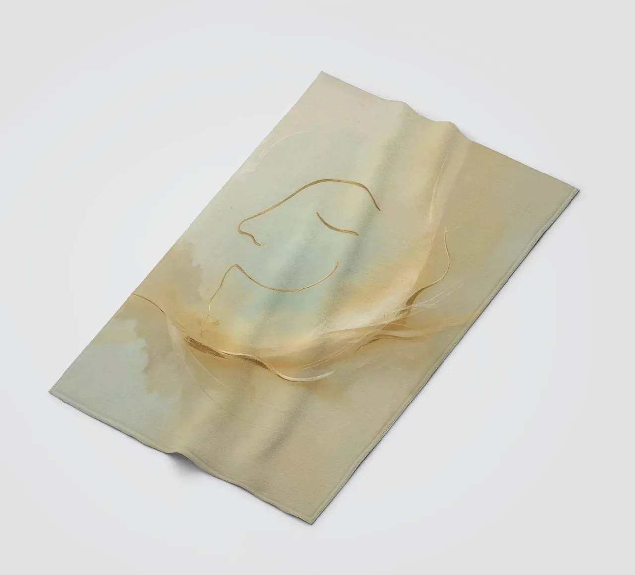 Abstract portrait of a smiling face rendered in soft hues fleece blanket by DesignDoodle