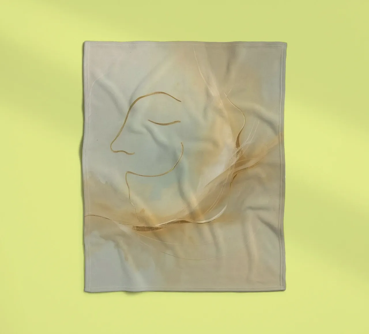 Abstract portrait of a smiling face rendered in soft hues fleece blanket by DesignDoodle