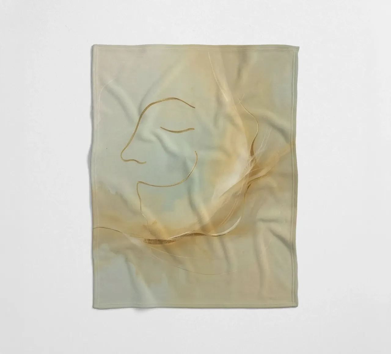 Abstract portrait of a smiling face rendered in soft hues fleece blanket by DesignDoodle