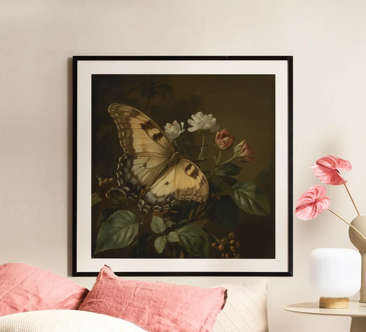 Farfalla appollaiata sui fiori, bellezza primaverile e delicata poster da DesignDoodle