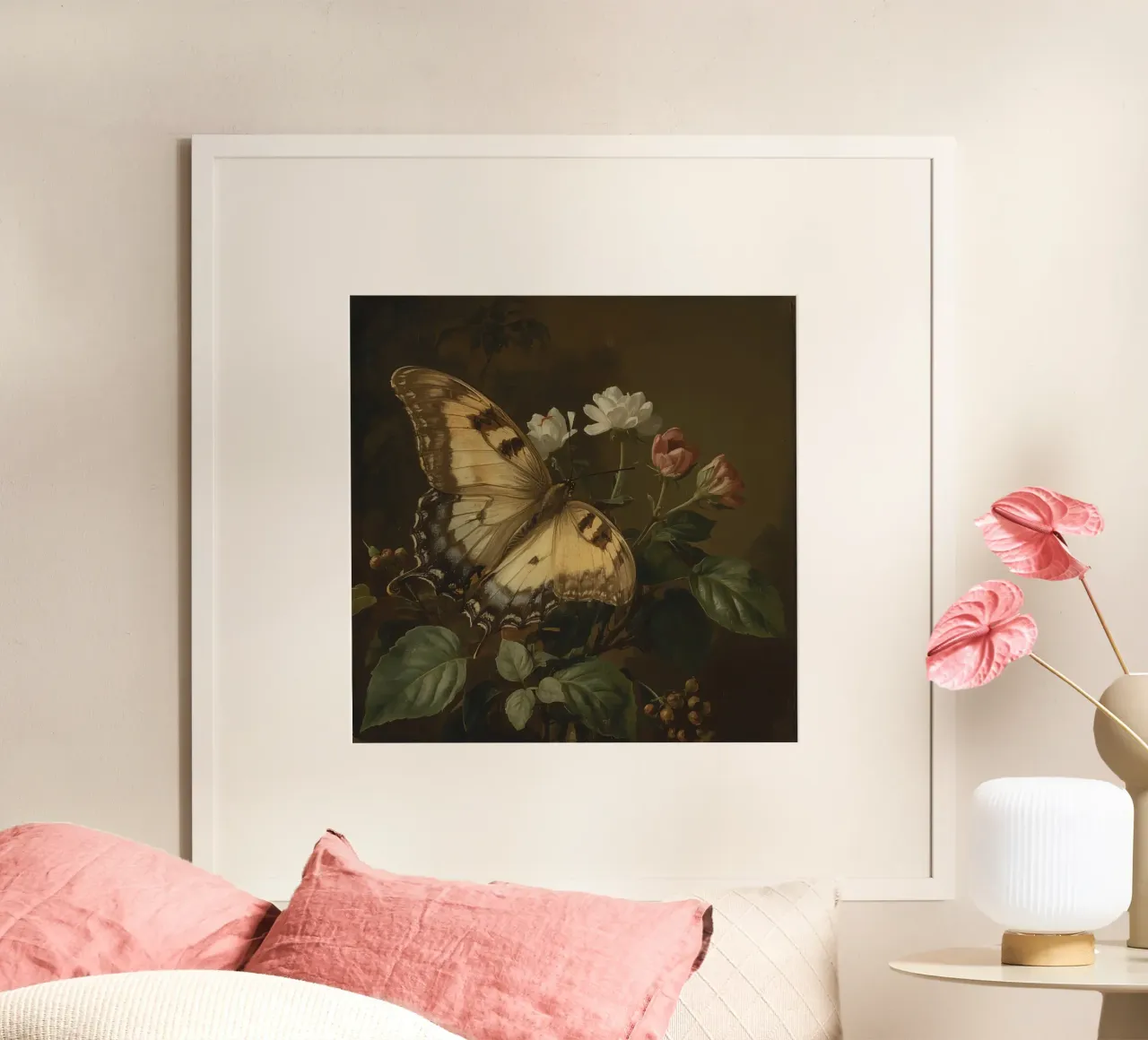 Farfalla appollaiata sui fiori, bellezza primaverile e delicata poster da DesignDoodle