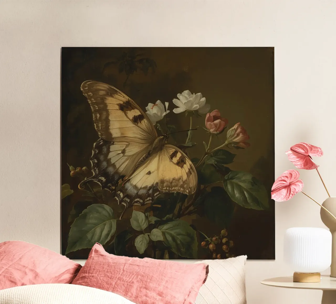 Farfalla appollaiata sui fiori, bellezza primaverile e delicata poster da DesignDoodle