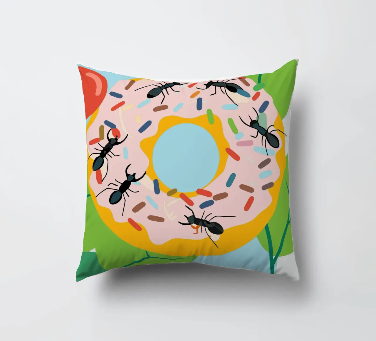 Ant on the Donut decorative cushion by CUTE ANIMALS