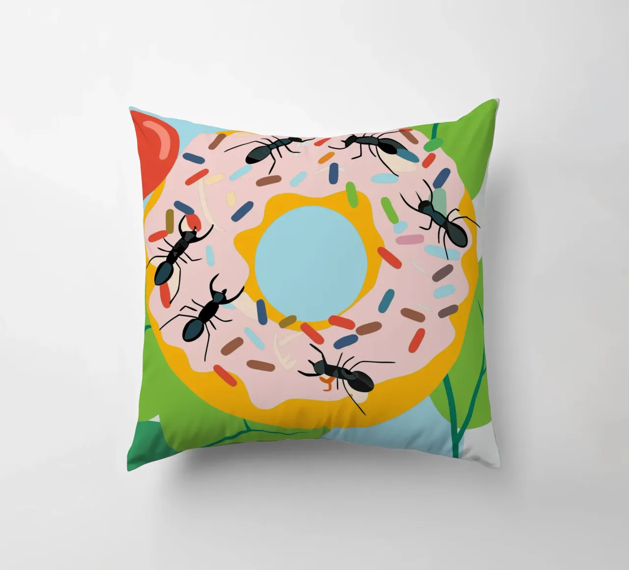 Ant on the Donut decorative cushion by CUTE ANIMALS