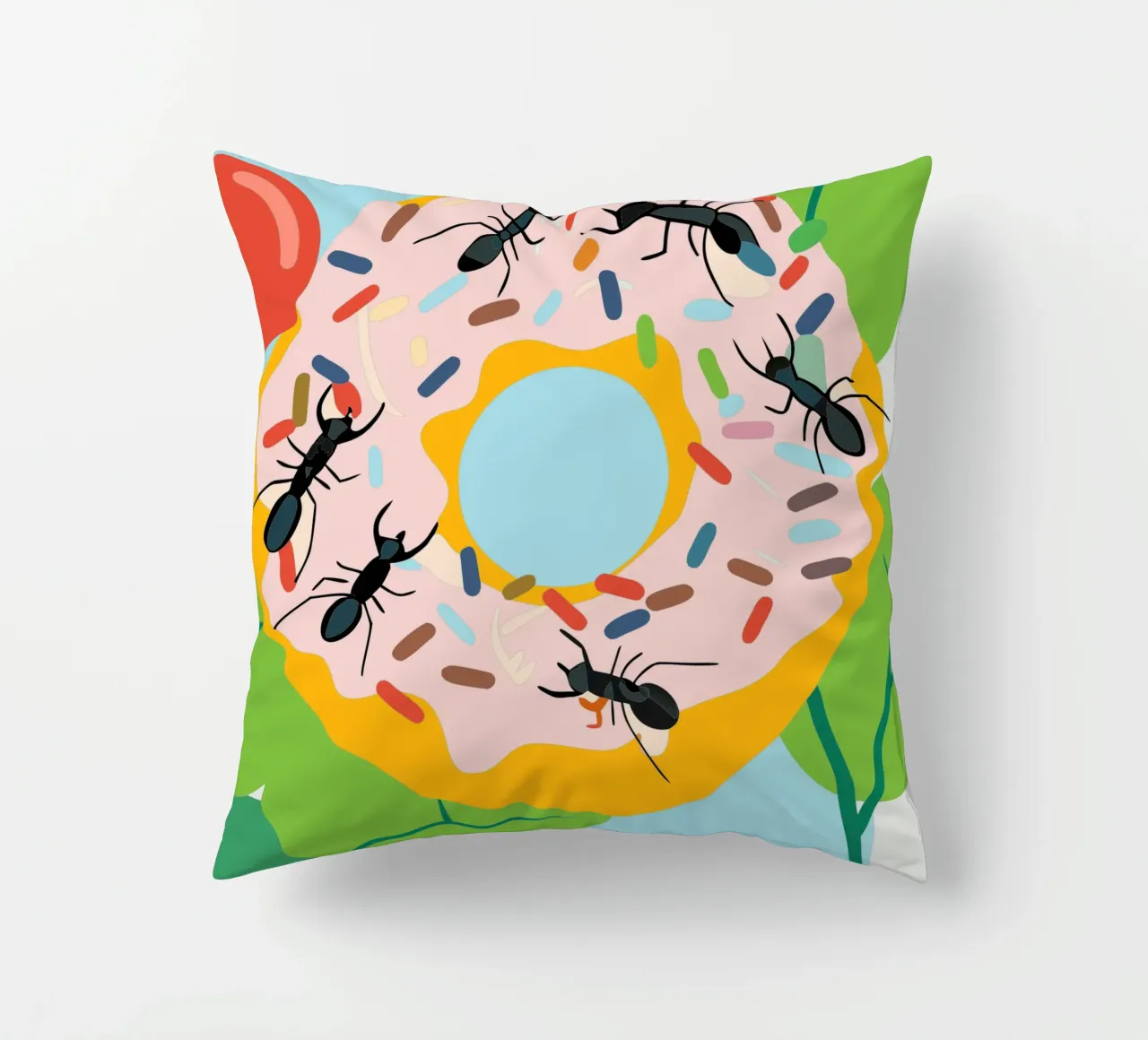 Ant on the Donut decorative cushion by CUTE ANIMALS