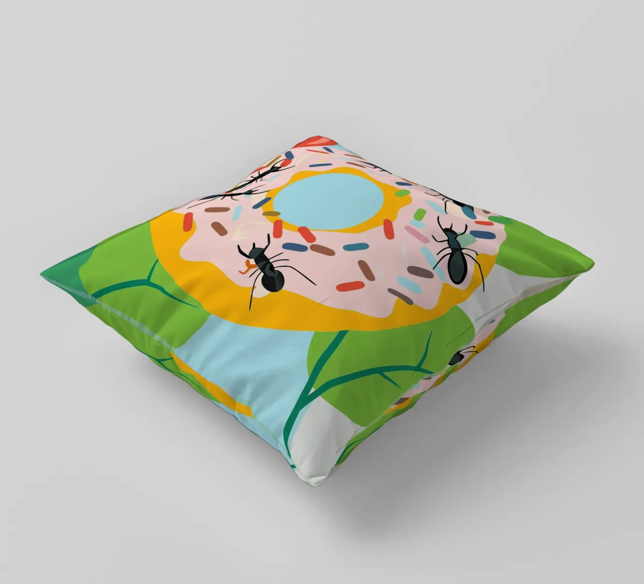 Ant on the Donut decorative cushion by CUTE ANIMALS