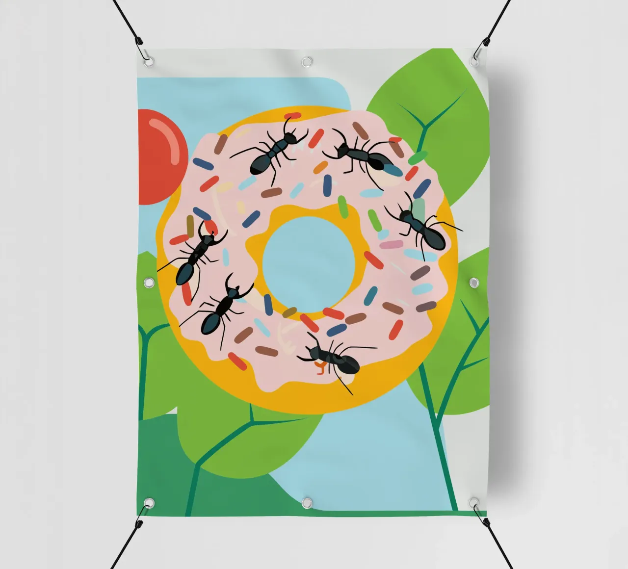 Ameise auf dem Donut PVC Plane von CUTE ANIMALS