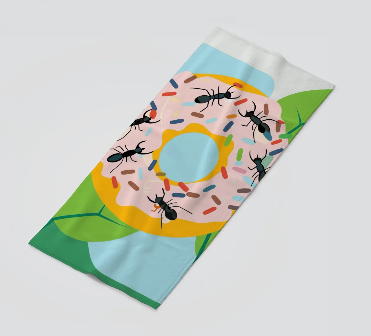 Ant on the Donut beach towel by CUTE ANIMALS