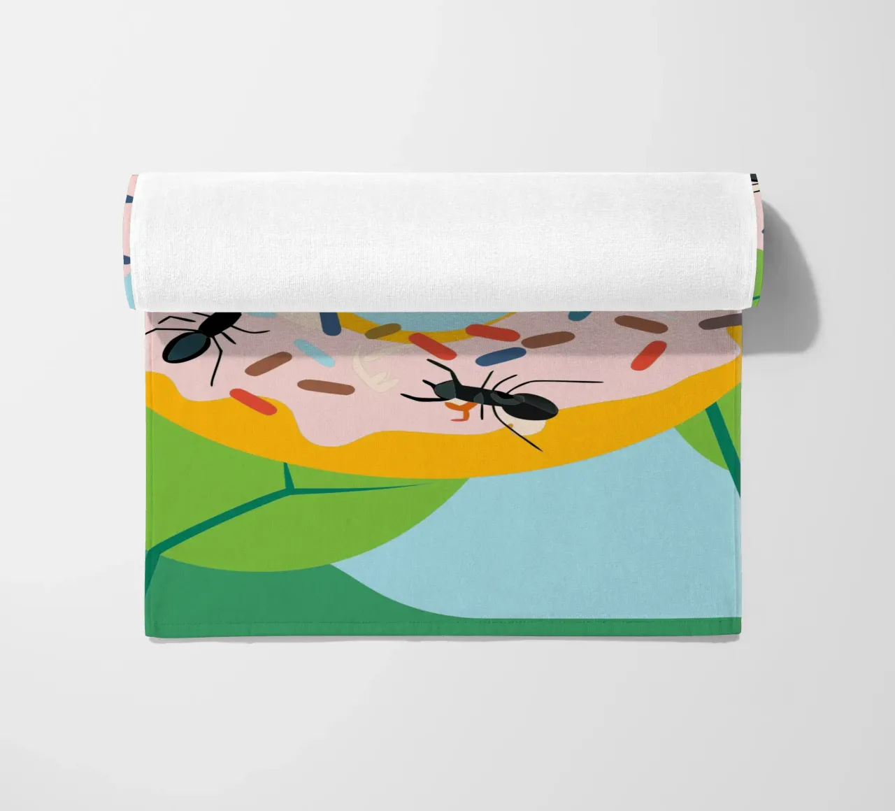 Ant on the Donut beach towel by CUTE ANIMALS