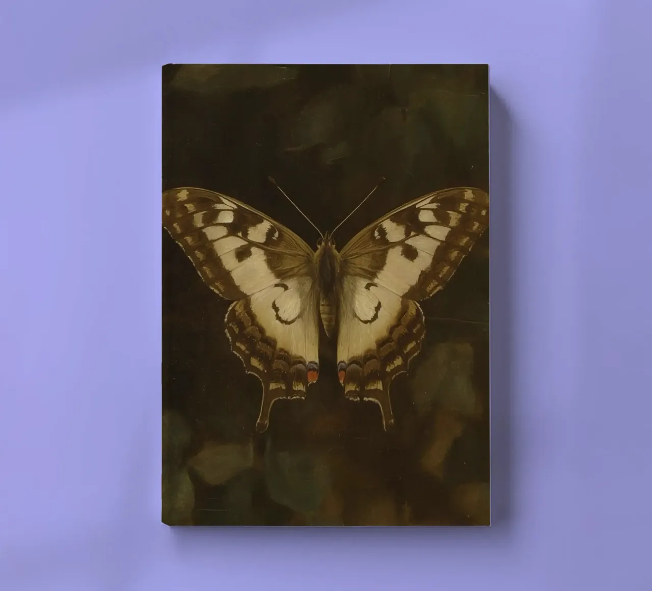 Butterfly resting on dark foliage with intricate patterns notebook by DesignDoodle