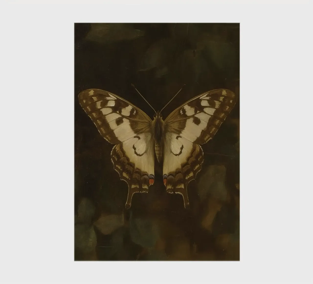 Butterfly resting on dark foliage with intricate patterns notebook by DesignDoodle