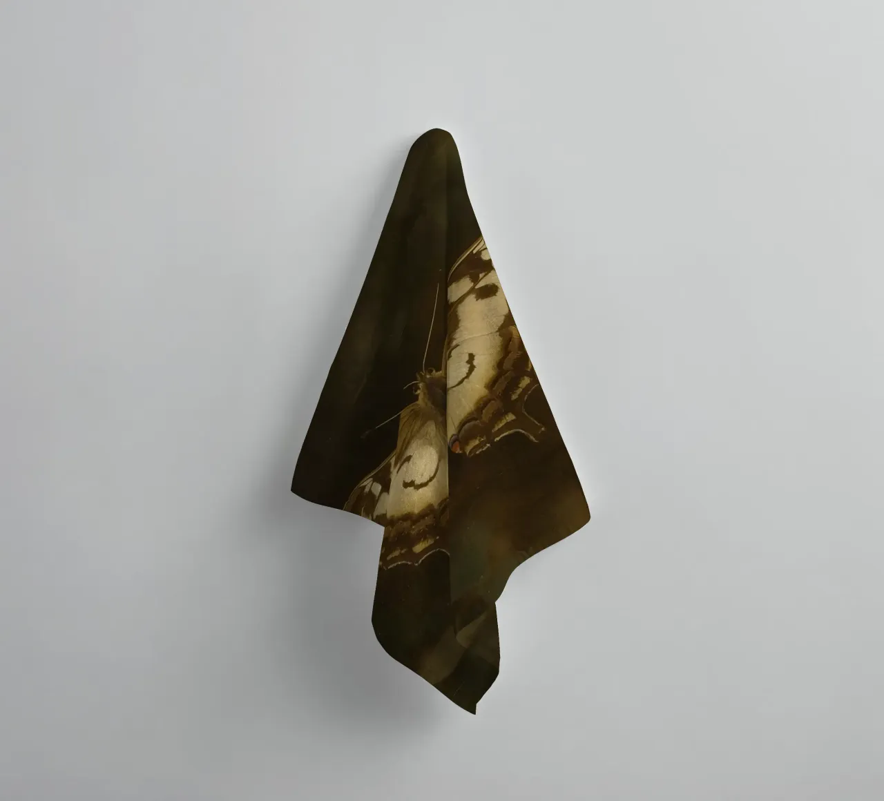 Butterfly resting on dark foliage with intricate patterns towel by DesignDoodle