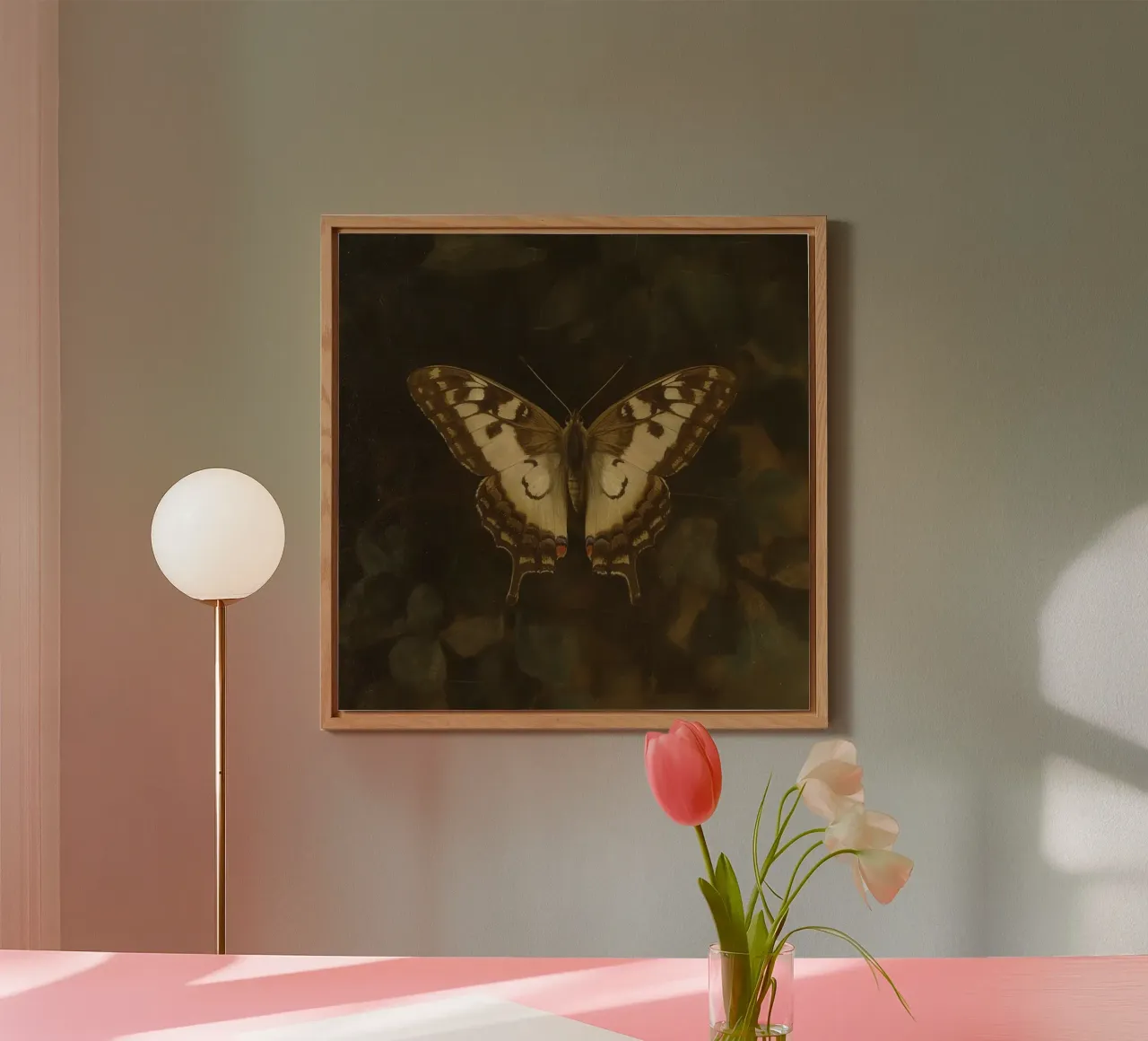 Butterfly resting on dark foliage with intricate patterns alu-dibond by DesignDoodle