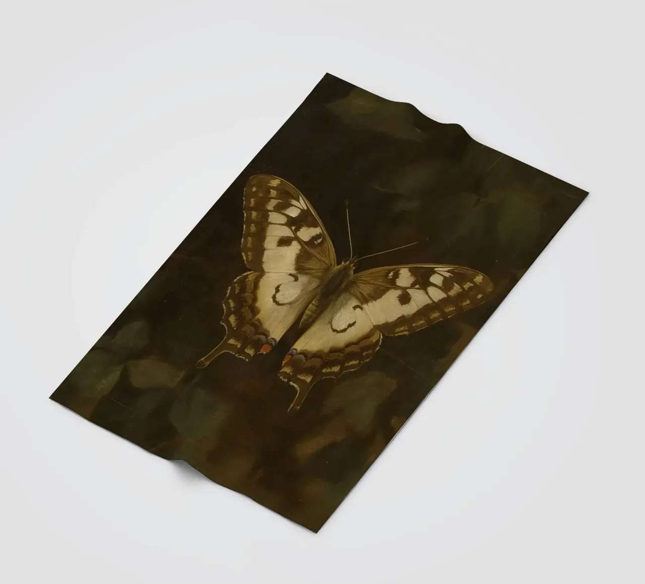 Butterfly resting on dark foliage with intricate patterns fleece blanket by DesignDoodle