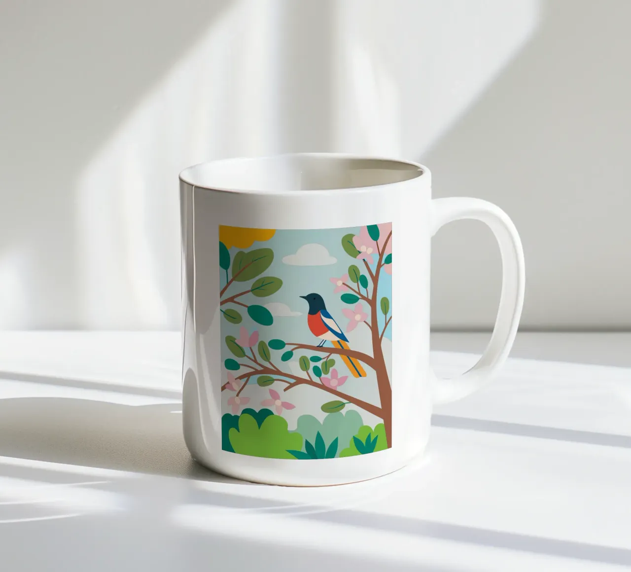 Uccello sul ramo tazza in ceramica da CUTE ANIMALS