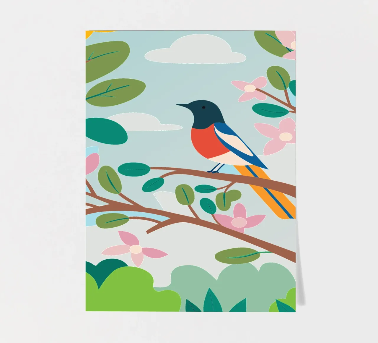 Vogel auf dem Ast Stickerbogen von CUTE ANIMALS