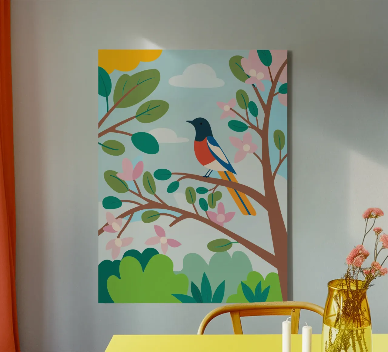 Bird on the branch canvas by CUTE ANIMALS