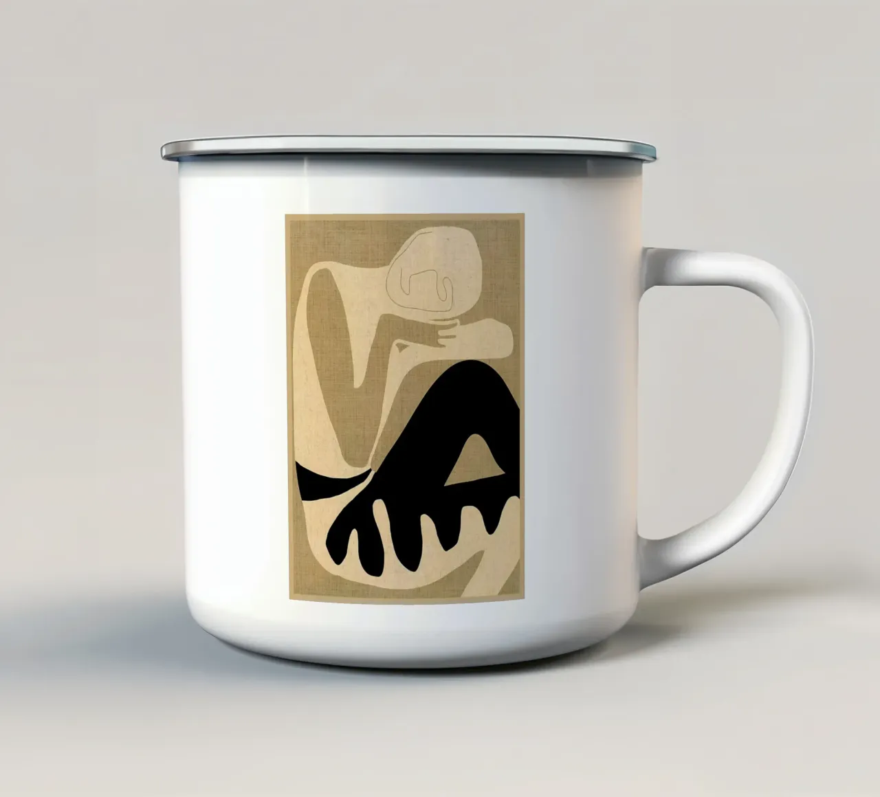 figura astratta seatedpose linee curve disegno a linee tazza in smalto da DavisStudio