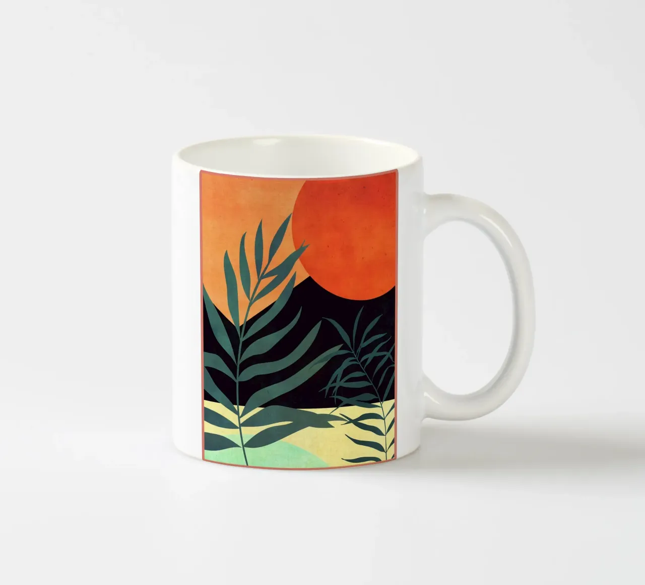 sole montagna foglie piante tazza in ceramica da DavisStudio