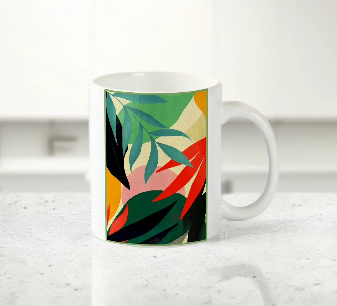 foglie fogliame tropicale sovrapposte tazza in ceramica da DavisStudio