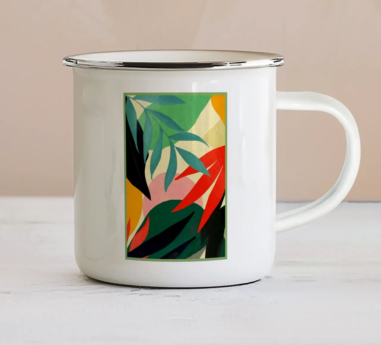 foglie fogliame tropicale sovrapposte tazza in smalto da DavisStudio